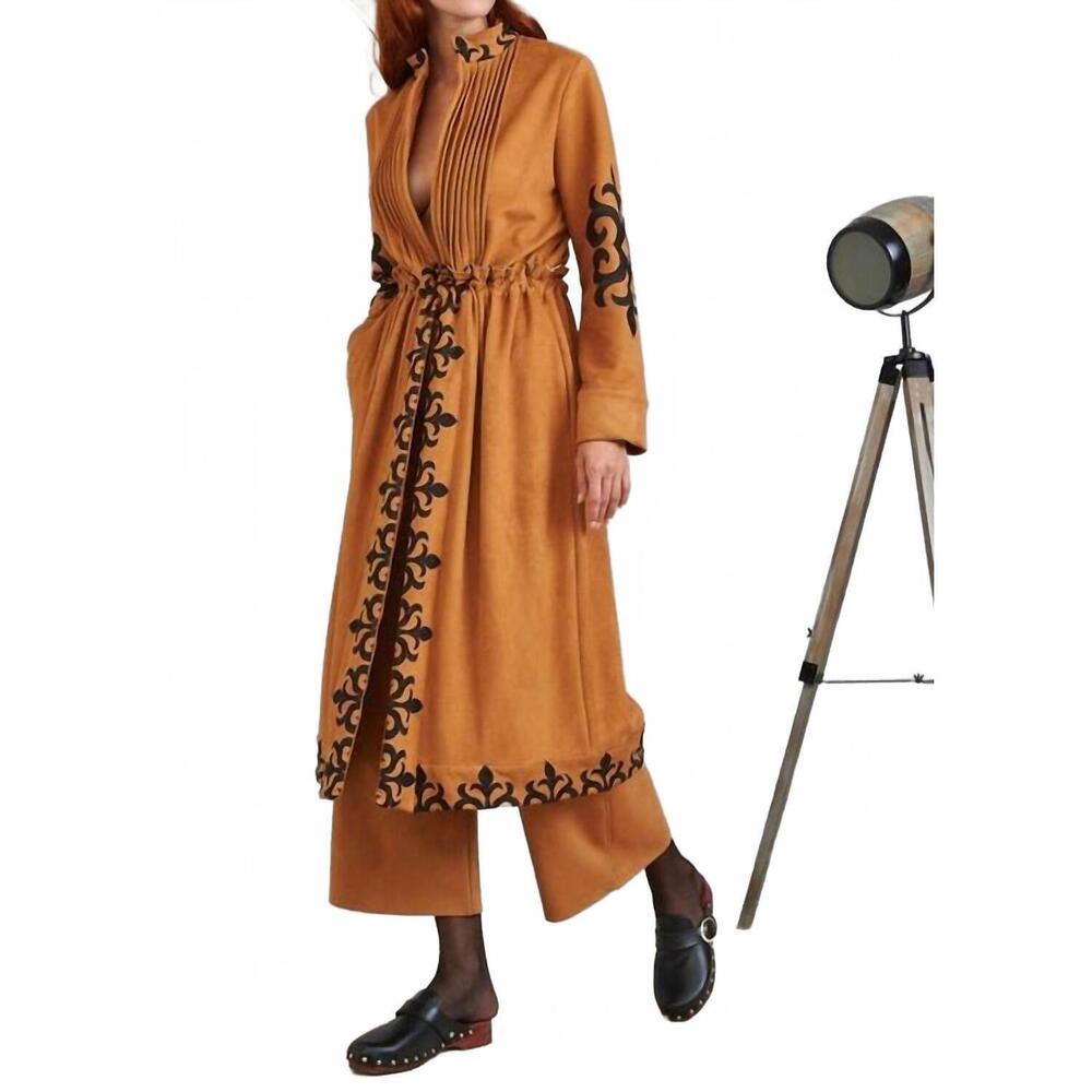 NEW LACE long embroidered cardigan in cider orange